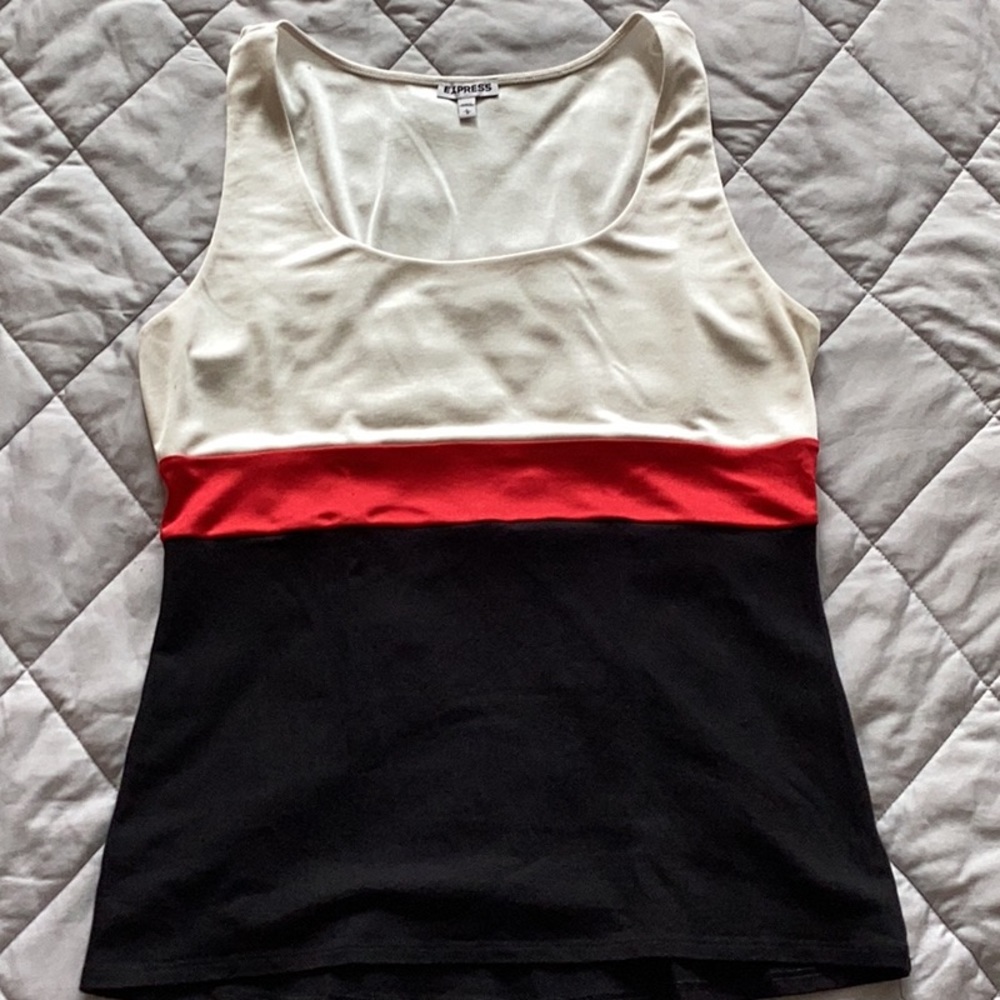 Express Dress Tank - Size L - Beige/Red/Black